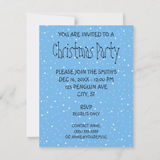 Invitation Soirée de Noël des pingouins (Dos)