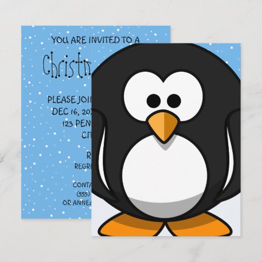 Invitation Soirée de Noël des pingouins (Devant / Derrière)