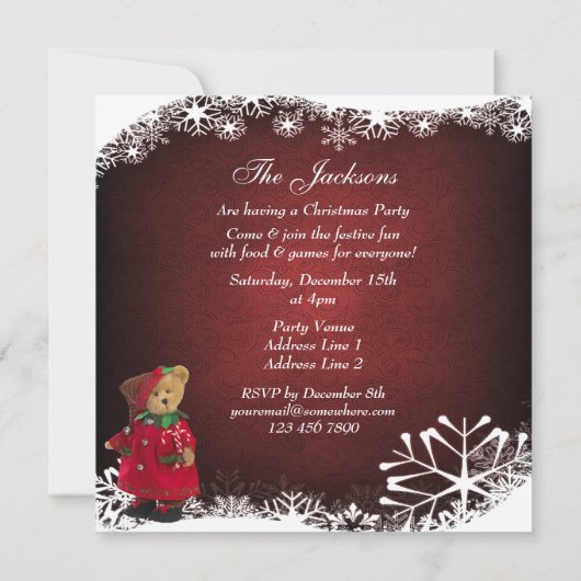 Invitation Soirée de Noël des Teddy Bear (Dos)