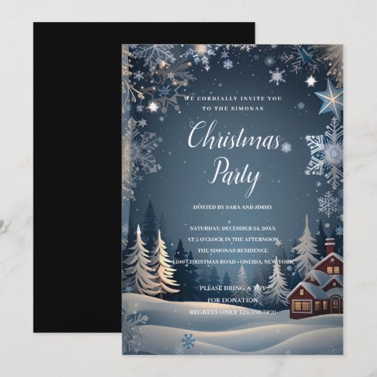 Invitation Soirée de Noël d'hiver (Devant / Derrière)