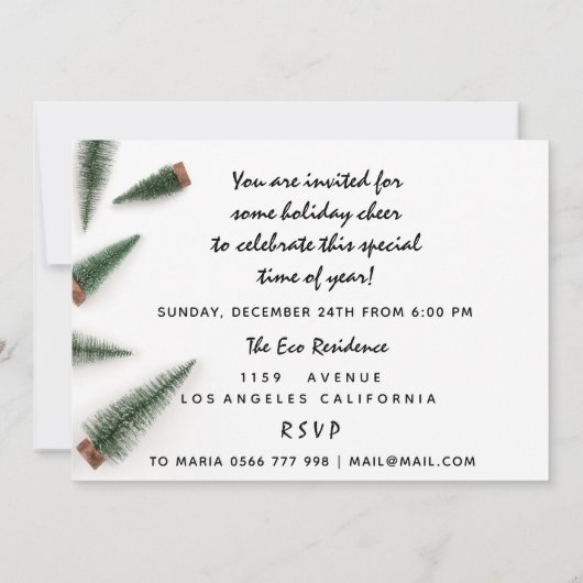 Invitation Soirée de Noël Dîner Blanc Vert Gingembre (Dos)