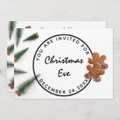 Invitation Soirée de Noël Dîner Blanc Vert Gingembre (Devant / Derrière)