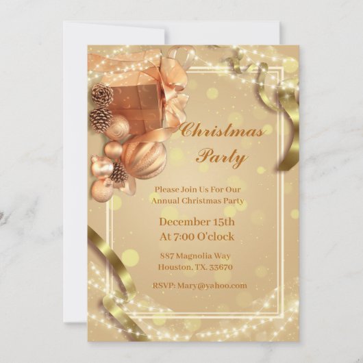 Invitation Soirée de Noël doré (Devant)