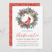Invitation Soirée de Noël du Cardinal Rouge Wreath (Devant / Derrière)