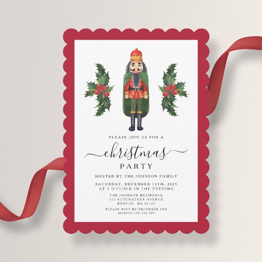 Invitation Soirée de Noël du Casse-Noix Rouge mignon