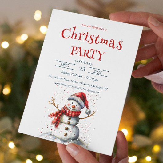 Invitation Soirée de Noël du mignon Snowman