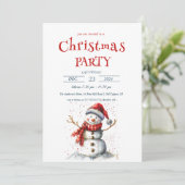 Invitation Soirée de Noël du mignon Snowman (Debout devant)