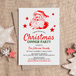 Invitation Soirée de Noël du Père Noël<br><div class="desc">Invitation contemporaine de fête de Noël avec un arrière - plan blanc classique,  un claus santa rouge et blanc,  étoiles pour ajouter cette touche magique et un modèle de soirée xmas moderne qui est facile à customiser.</div>