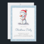 Invitation Soirée de Noël du Sucre de canne de motoneige mign<br><div class="desc">Invitation de Noël bleu minimaliste avec l'illustration d'un bonhomme de neige tenant un sucre de canne. Personnalisez le texte avec vos propres informations. Illustré et dessiné par Patricia Alvarez.</div>