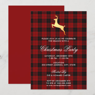 Invitation Soirée de Noël écossaise Tartan Reindeer