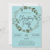 Invitation Soirée de Noël Elegant Blue Wreath (Devant)