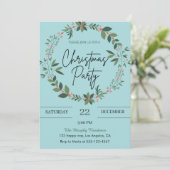 Invitation Soirée de Noël Elegant Blue Wreath (Debout devant)