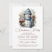 Invitation Soirée de Noël Elegant Floral Snowman (Devant)