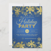 Invitation Soirée de Noël Elegant Gold & Blue Corporate (Devant)