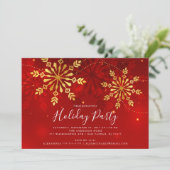 Invitation Soirée de Noël Elegant Gold Snowflake (Debout devant)