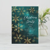 Invitation Soirée de Noël Elegant Golden Snowflakes (Debout devant)