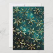 Invitation Soirée de Noël Elegant Golden Snowflakes (Dos)