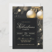 Invitation Soirée de Noël Elegant Noir & Or (Devant)