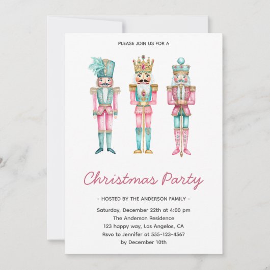 Invitation Soirée de Noël Elegant Nutcracker (Devant)