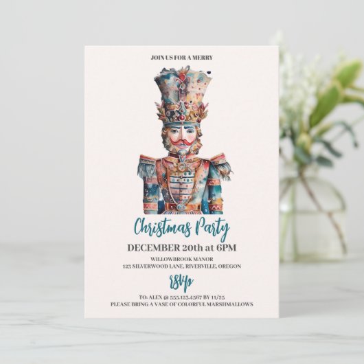 Invitation Soirée de Noël Elegant Nutcracker (Debout devant)
