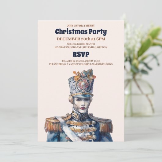 Invitation Soirée de Noël Elegant Nutcracker (Debout devant)