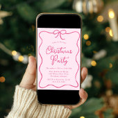 Invitation Soirée de Noël Elegant Pink Ribbon Bow