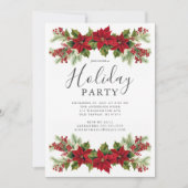 Invitation Soirée de Noël Elegant Poinsettia (Devant)