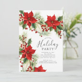 Invitation Soirée de Noël Elegant Poinsettia (Debout devant)