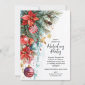 Invitation Soirée de Noël Elegant Poinsettia (Devant)
