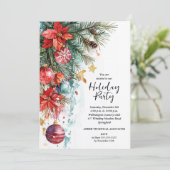 Invitation Soirée de Noël Elegant Poinsettia (Debout devant)