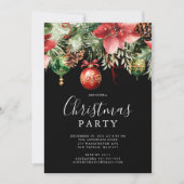 Invitation Soirée de Noël Elegant Poinsettia (Devant)