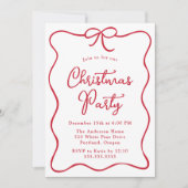 Invitation Soirée de Noël Elegant Red Ribbon Bow (Devant)