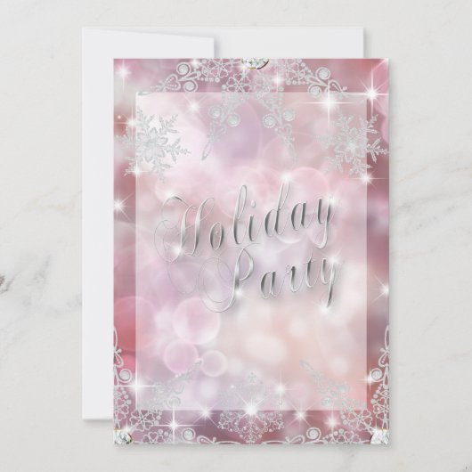 Invitation Soirée de Noël Elegant Rose Sparkly Deep Bokeh (Devant)