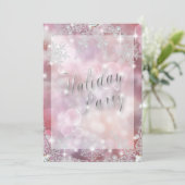 Invitation Soirée de Noël Elegant Rose Sparkly Deep Bokeh (Debout devant)