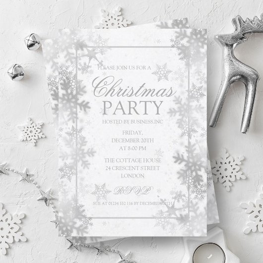 Invitation Soirée de Noël Elegant Silver Foil
