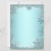 Invitation Soirée de Noël Elegant Silver Turquoise Blue Snowf (Dos)
