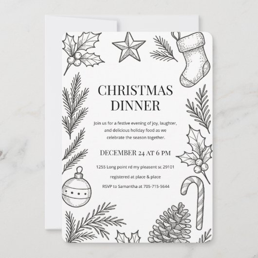 Invitation Soirée de Noël Élégante à la main (Devant)