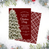 Invitation Soirée de Noël élégante Arbre rouge Plaid Noël