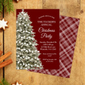 Invitation Soirée de Noël élégante Arbre rouge Plaid Noël