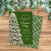 Invitation Soirée de Noël élégante Arbre vert Plaid Noël