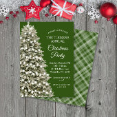 Invitation Soirée de Noël élégante Arbre vert Plaid Noël