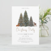 Invitation Soirée de Noël élégante avec arbre d'hiver et cerf (Debout devant)