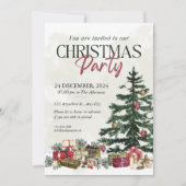 Invitation Soirée de Noël élégante avec arbre festif (Devant)