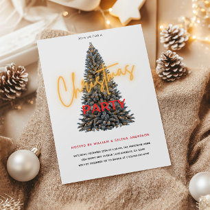 Invitation Soirée De Noël Élégante Avec Arbre Festif