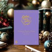 Invitation Soirée de Noël élégante avec couronne sur violet