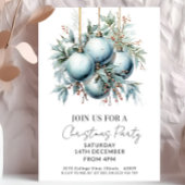 Invitation Soirée de Noël élégante Bauble Bleu