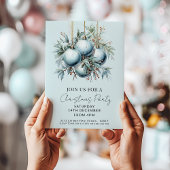 Invitation Soirée de Noël élégante Bauble Bleu