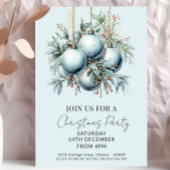 Invitation Soirée de Noël élégante Bauble Bleu