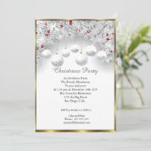 Invitation Soirée de Noël élégante Baubles de neige blanche (Debout devant)