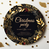 Invitation Soirée de Noël élégante Black Gold